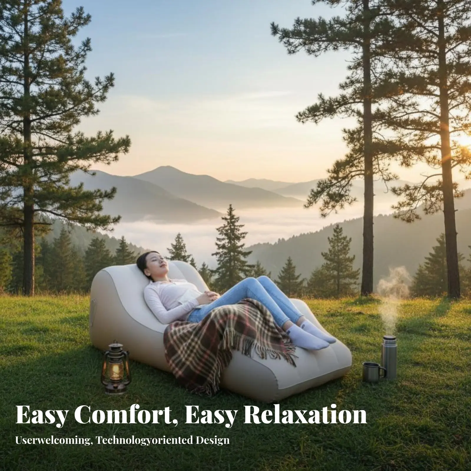 

Electric Inflatable Sofa, Portable Air Mattress, Outdoor Lazy Lounger, Camping, Home, Quick Inflation