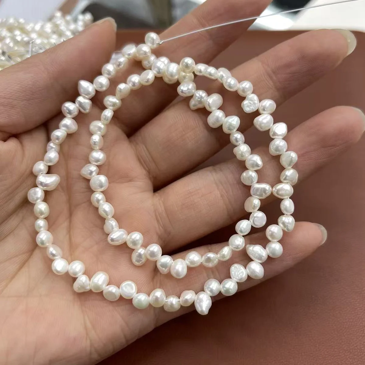 4-5mm Natural Freshwater Pearls String Top Sided Drilled Hole Pearl Beads for Jewelry Making Diy Bracelet Necklace Accessories