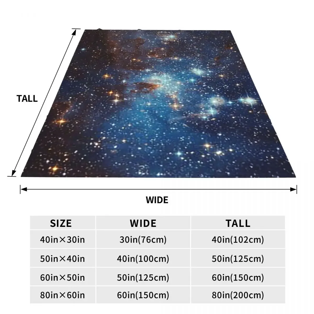 Blue Nebula Stars Space Blanket Soft Warm Flannel Throw Blanket Bedding for Bed Living room Picnic Travel Home Sofa