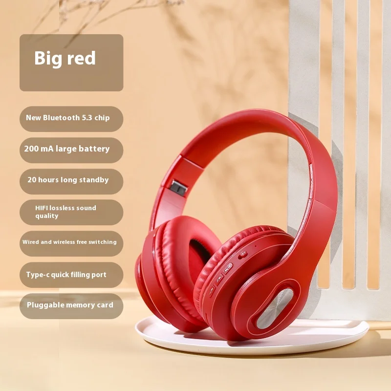 ANC Noise Reduction Ear Protection Head-mounted Bluetooth Headset Long Battery Life Wireless Metal Retractable Headset