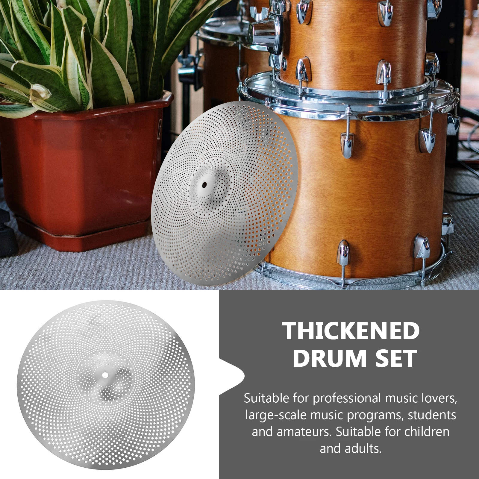 

Silent Cymbals 14 Inch Grey Crash Cymbal for Drum Set Alloy Noise Reduction Percussion Parts Accessories Drum Kit Component
