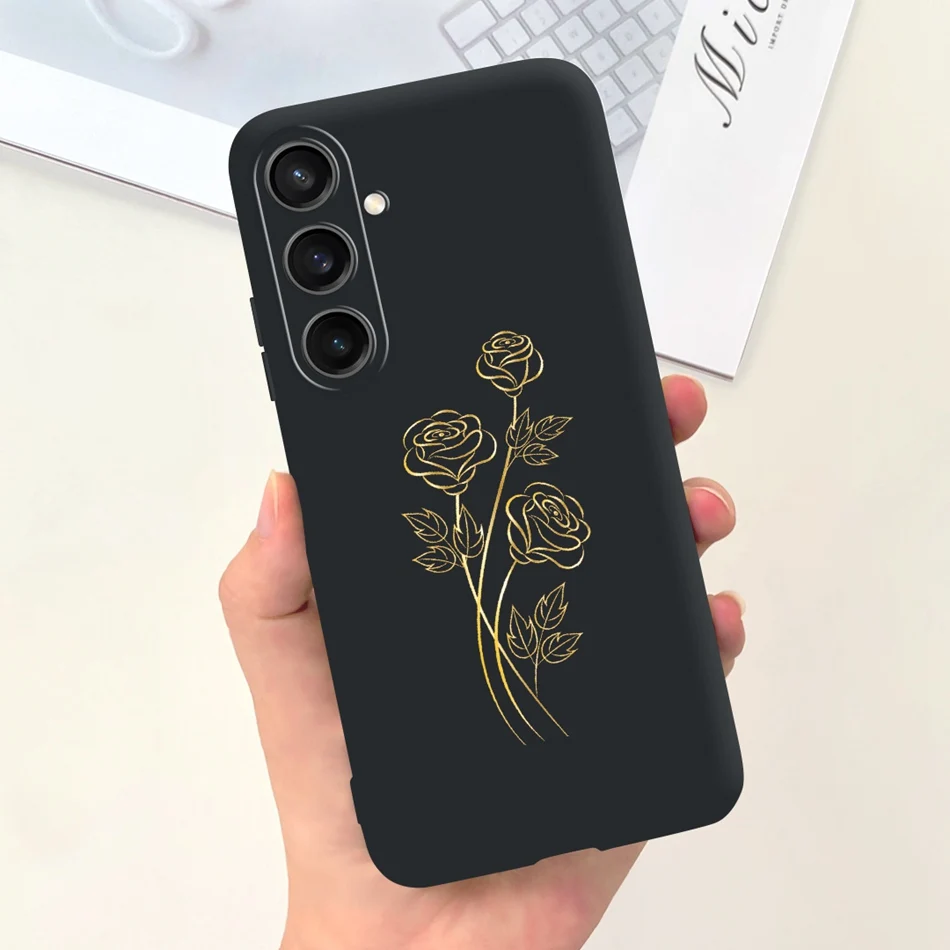 For Samsung Galaxy A15 Beautiful Girl Sunflower Pattern Case For Samsung A15 4G SM-A155F Candy Color Soft Silicone Back Cover