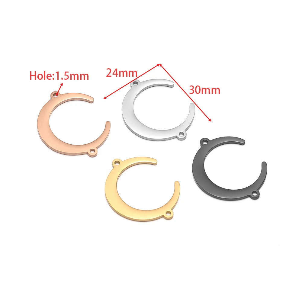 5 pezzi in acciaio inossidabile con pendenti a forma di luna, connettori, collane, ciondoli per artigianato fai da te, creazione di gioielli, orecchini, bracciali, accessori