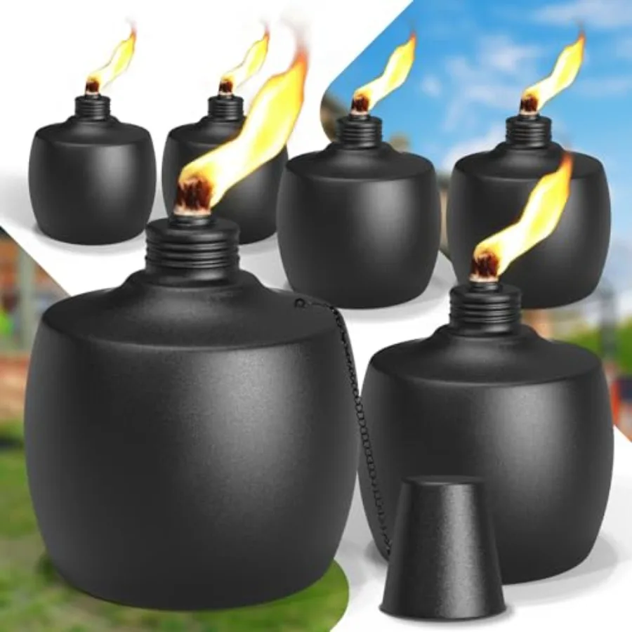 

6-Pack Citronella Tabletop Torches 21.5 oz Table Top Torches for Outdoor Metal Oil Burner Candles Garden Torches with Fiberglas
