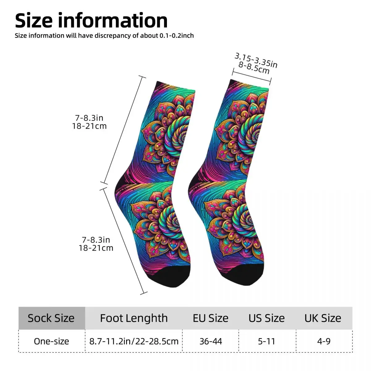 Mandala Pattern Sock Printed Man Polyester