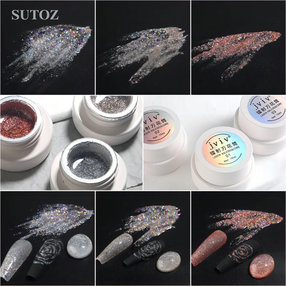 Laser Kaleidoscope Nail Art Holographic Nail Polish Reflective Glitter UV LED Varnishes Painting Gel Manicure Supplies LEWH-01