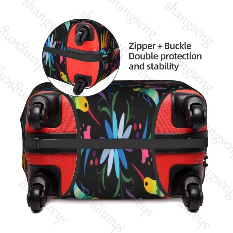حافظة واقية لحقيبة السفر على شكل طيور فنية من المكسيك أوتومي آرت، غطاء حماية مرن، غطاء أمتعة قابل للغسل #3