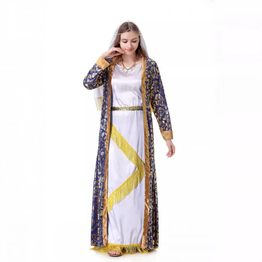 大人用ロングスカートパフォーマンスコスチュームハロウィン巡礼者女王女神ティニケン女性の伝統的な民族舞台衣装