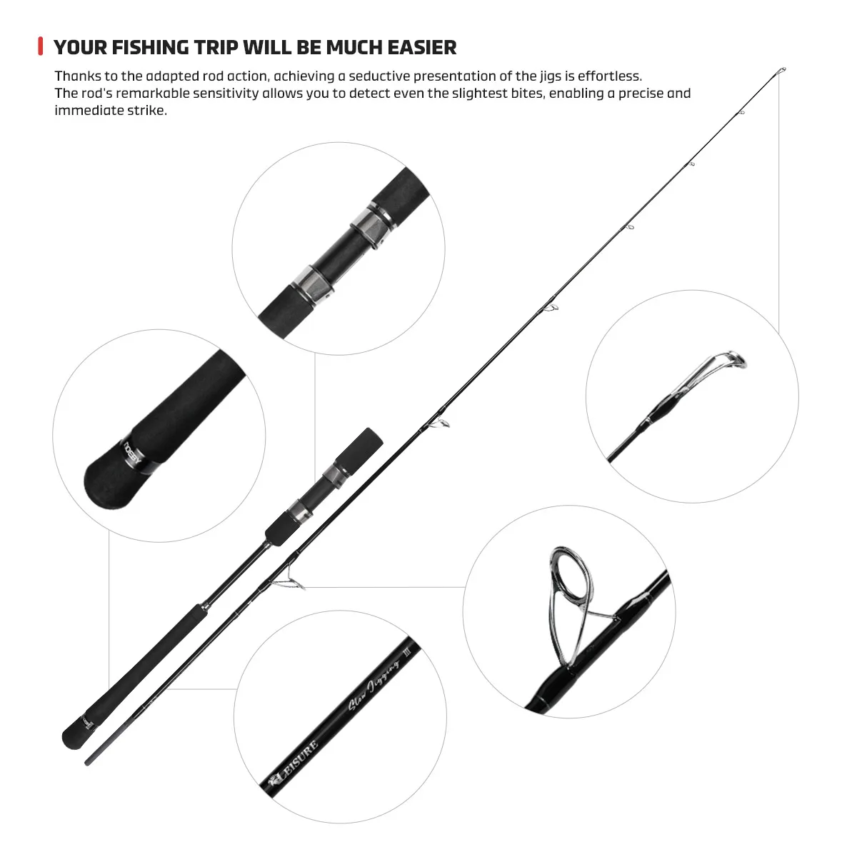 Noeby New Slow Jigging Fishing Rod 1.83m Solid Carbon Blank M ML High Sensitivity Spinning Baitcast Max 10kg Light Jigging Rod - view 6
