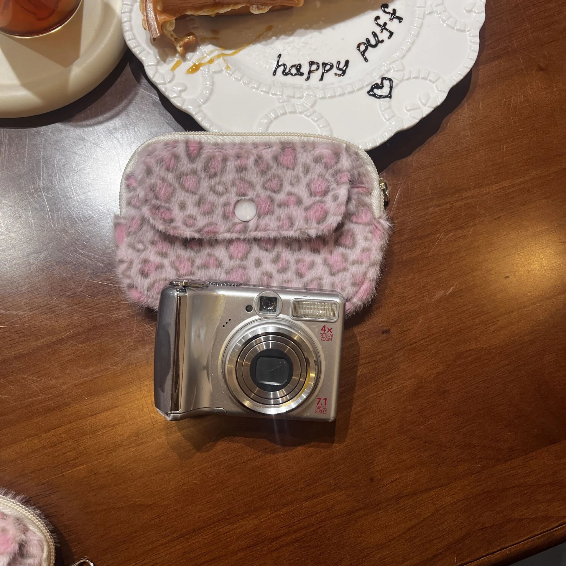 محفظة نقود معدنية بطبعة الفهد الوردي، حقيبة تخزين كاميرا حلوة لطيفة، حقيبة بطاقات محمولة ذات سعة كبيرة، حقيبة مكياج لأحمر الشفاه للسفر #3