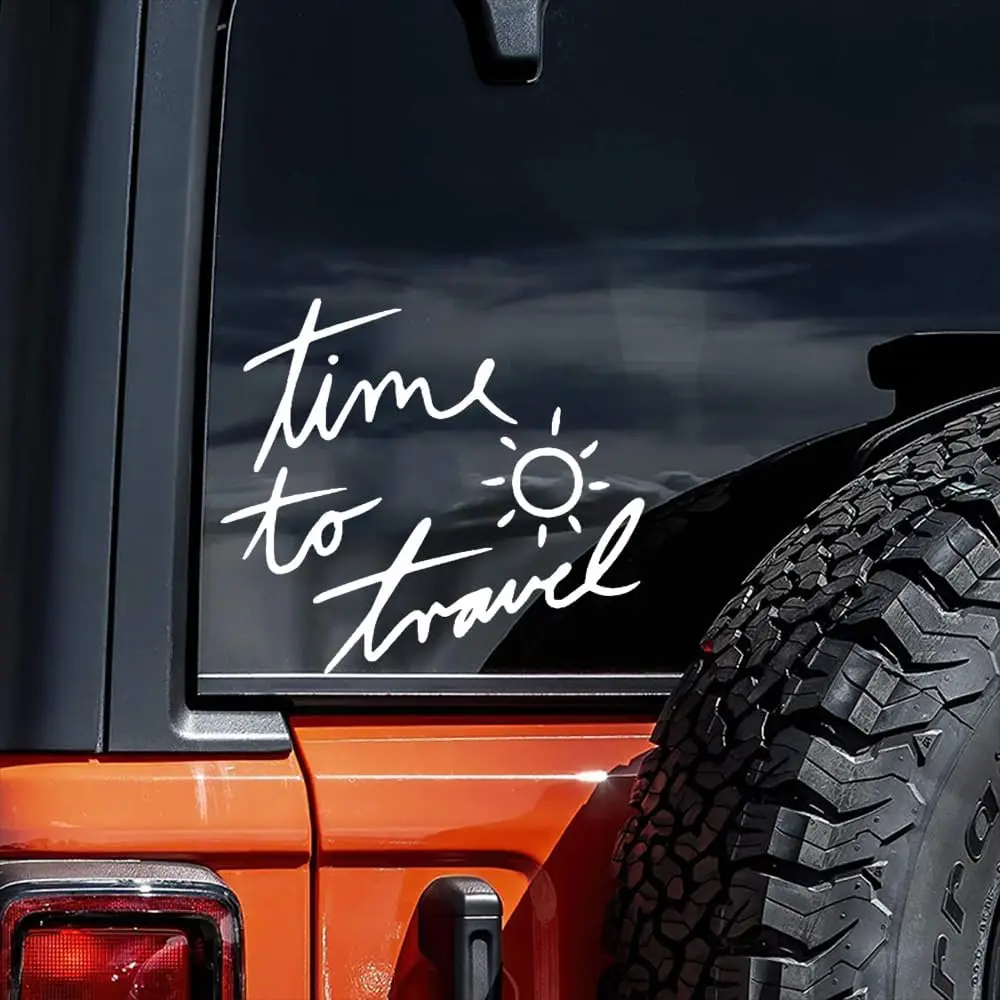 

1PC Time to Travel Vinyl Car Sticker - Letter Print, Ideal for Glass/Metal Surfaces, Suitable for Cars, Laptops,Window