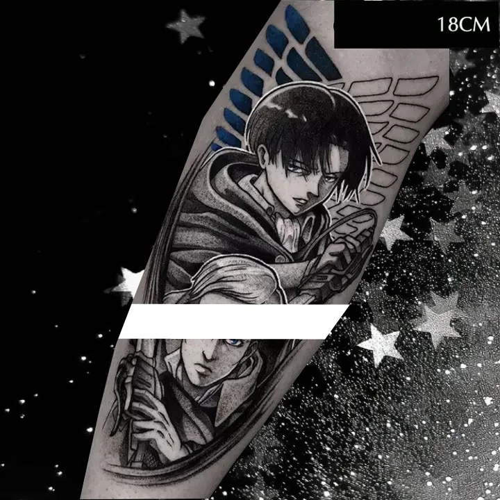 

Anime Temporary Tattoos Attack on Titan Durable Cartoon Waterproof Fake Tattoo Realistic Body Art Tatoo Body Stickers for Man
