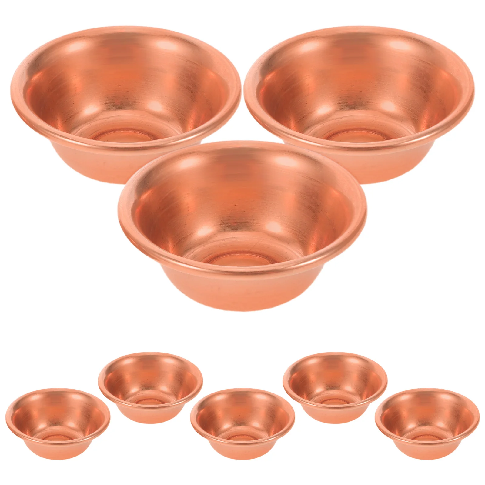 

8pcs Mini Copper Offering Bowl 2-Inch Brass Ritual Cup For Buddhist Water Ceremony Home Temple Decorative Bowl