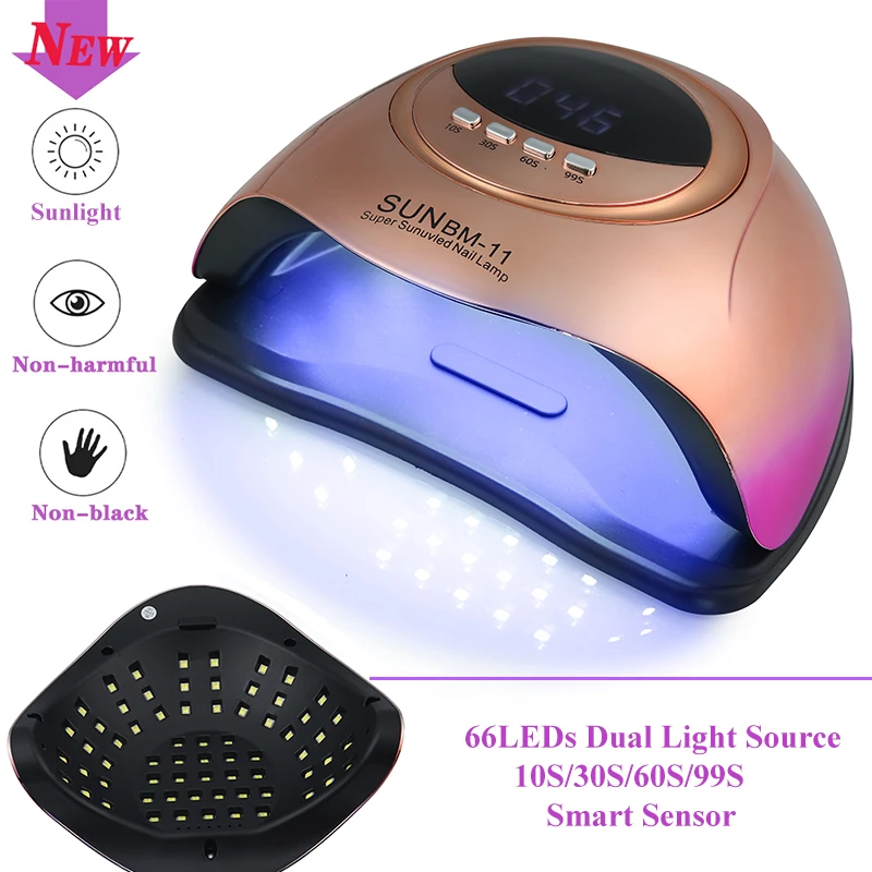 New 66LEDs LED Nail Lamp for Gel Nails Fast Curing Dryer with 4 Timers Professional UV Light for Home Salon Nail Art Tools