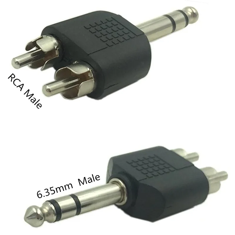 

2pcs 2RCAMale 6.35Male Audio Adapter Stereo 6.5 Male Dual LotusMale Amplifier Speaker Microphone Turner