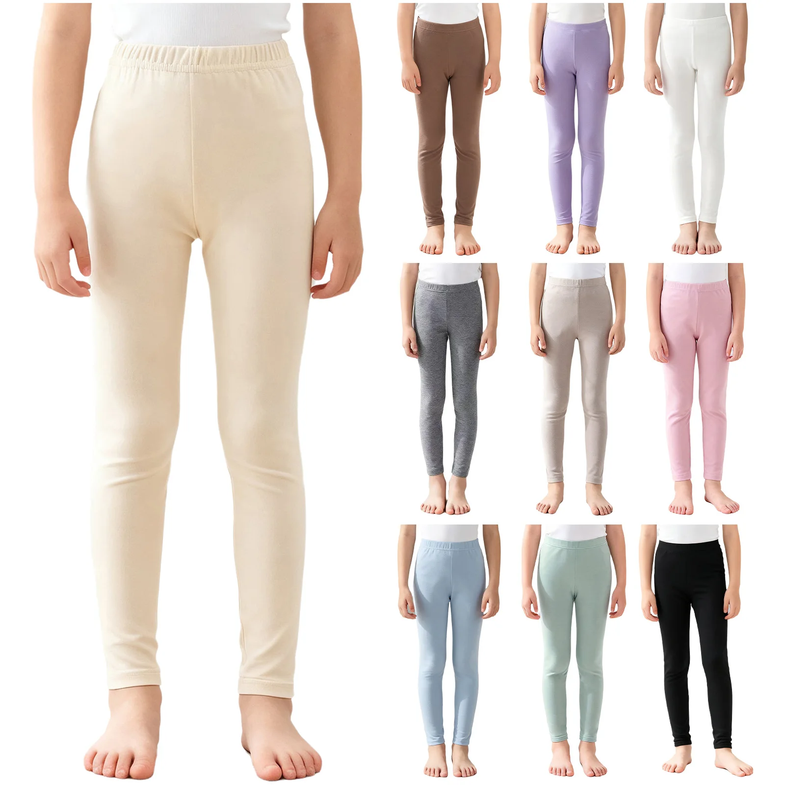 Pantaloni Termici per Bambine, Leggings Elasticizzati in Cotone per Yoga, Danza, Corsa, Abbigliamento Base Layer, Homewear e Loungewear