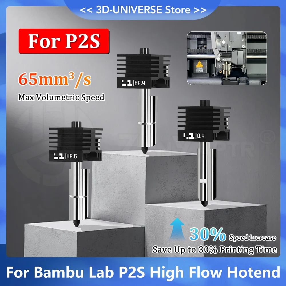 

P2S Standard/High Hotend For Bambu Lab Hotend Removable Hardened Steel Nozzle 0.2mm 0.4mm 0.6mm 0.8mm