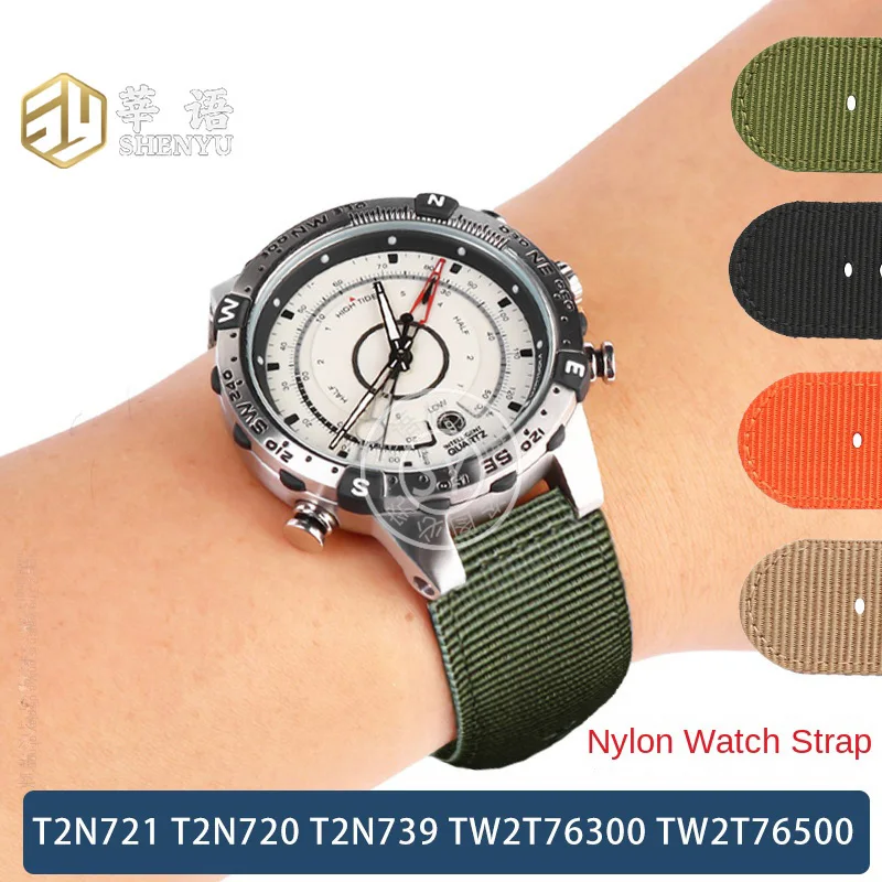 Shenyu nylon watchband For TIMEX T2N721 T2N720 T2n739 TW2T76300 TW2T76500 nylon strap Waterproof and sweat-proof watch belt