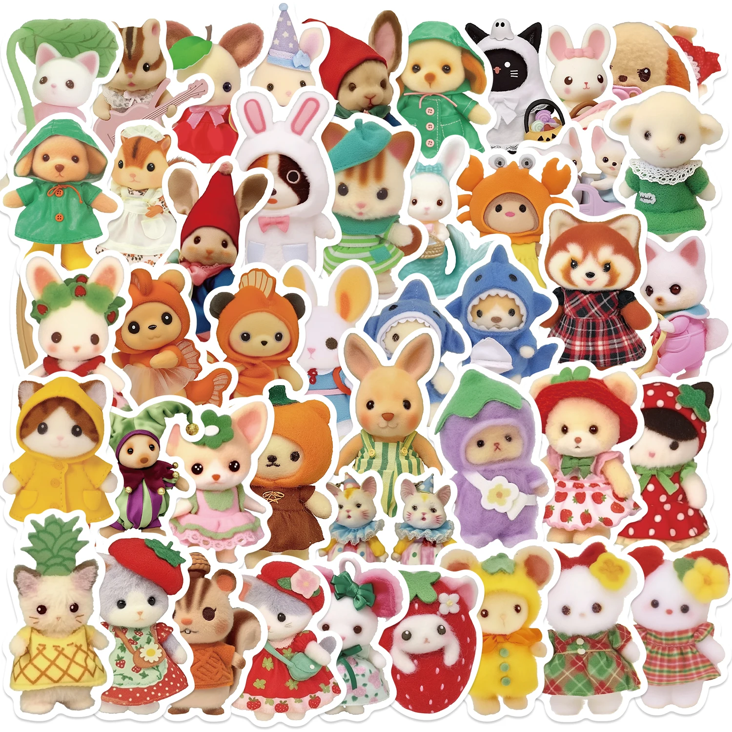 60pcs Fruit Critter Animal Families Critter Waterproof Decoration DIY Decal Car Journal Laptop Phone Diary Kid Toy Sticker