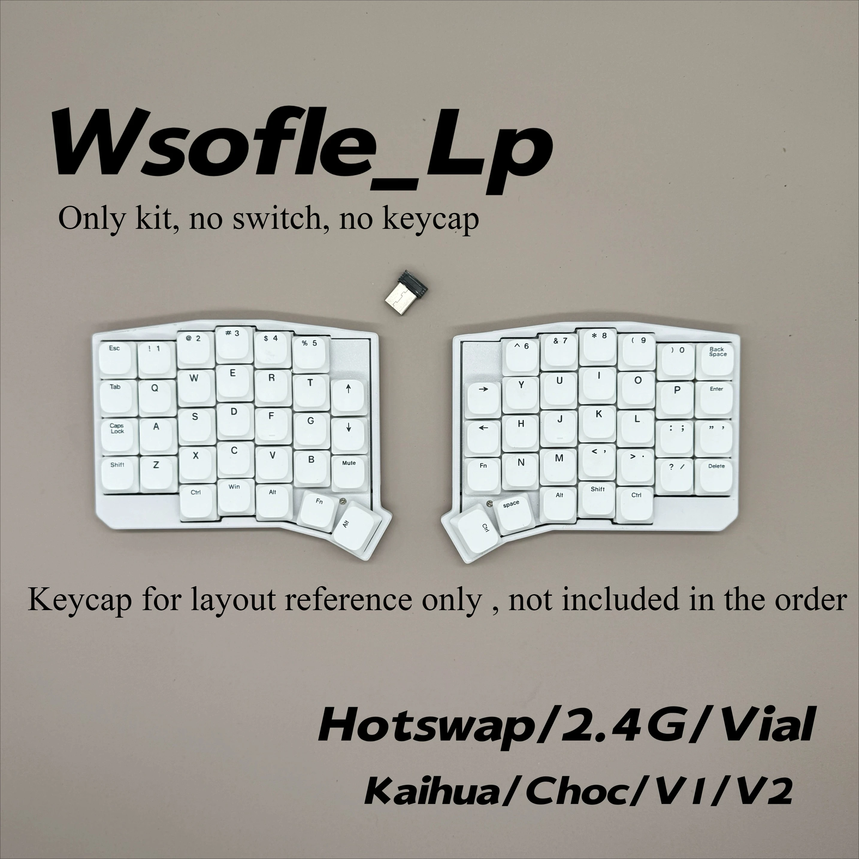2.4g wireless SOFLE Keyboard KIT with choc low profile pcb sockets hotswap split ergo keyboard VIAL remap
