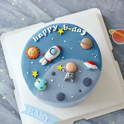 Decor Cake Topper Astronaut Space Boy Birthday Party Decorations UFO Kids Decor Cake Topper Dessert Baby Shower DIY Decor Part