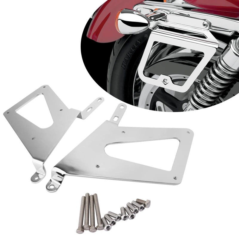 

Chrome Motorcycle Saddlebag Support Bars Mount Bracket Guard Bars Side For Harley Sportster XL Dyna Fat bob FXDF 2006-2017