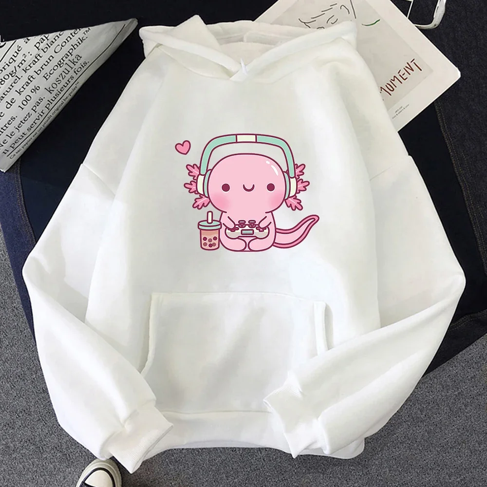 

Cute Axolotl Playing Video Games Gamer Funny Hoodie Hoodies Winter Women Tops Spring/Autumn Unisex Sweatshirt Harajuku Pullover