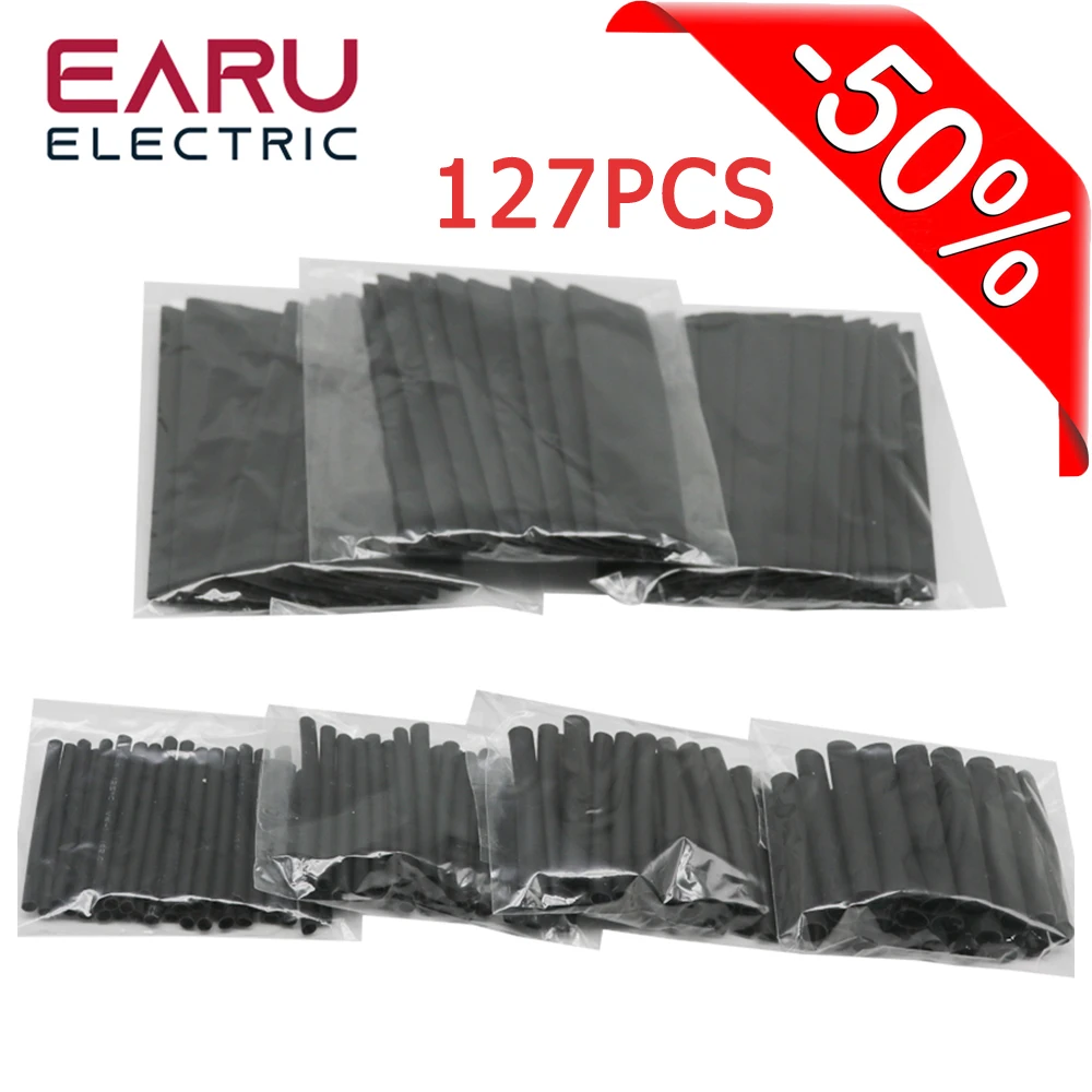 127pcs Heat Shrink Tube Kit 2:1 Polyolefin Shrinking Assortment Wire Cable Sleeving Insulation Sleeves for Electrical Connection