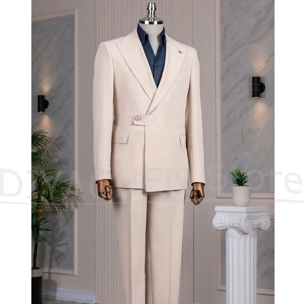 

Fashion Men Suit 2 Piece Elegant Formal Business Casual Blazer and Pants Set Custom Made Slim Fit Chic Party Wedding Tuxedo