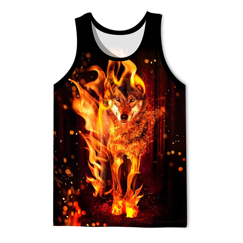 Animal Lion Wolf Pattern Tank Top Gym Tshirt 3D Printed Men Summer Streetwear Basketball Vest Quick Drying Sleeveless Y2k Tops