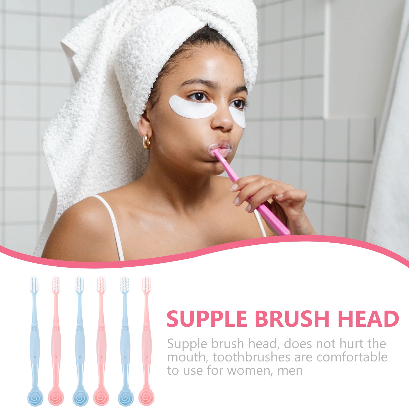 

6Pcs Soft Bristle Toothbrush with Tongue Scraper for Adult Men Women Home Travel Teeth Cleaning Soft Toothbrush