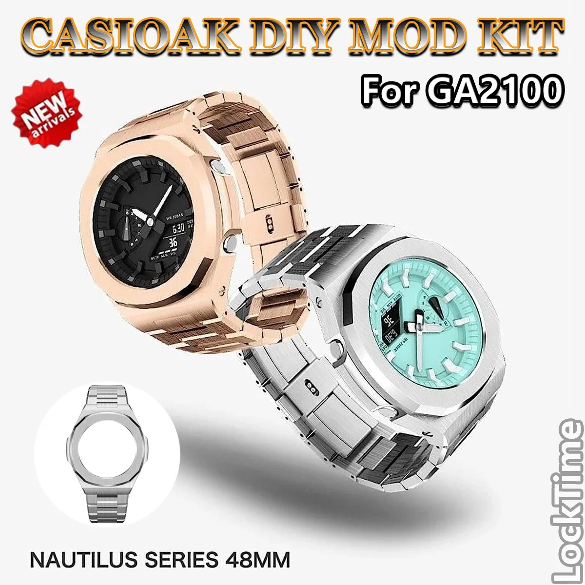 

Nautilus Style Casioak GA2100 Luxury Refit Mod Kit Set For GA-2110 GAB2100 Modification Kit Stainless Steel Case Metal Strap