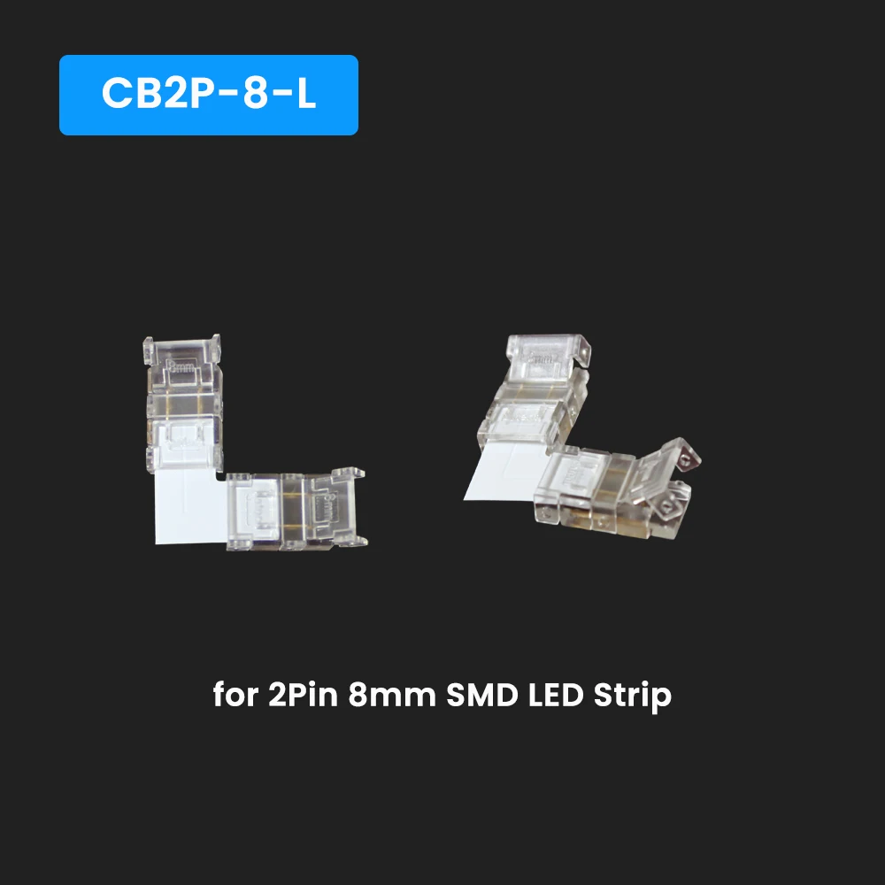 L-shaped Corner Connector LED Strip Solderless Right Angle Transparent Crystal Buckle For 2Pin/3Pin/4Pin 8mm 10mm SMD LED Strip