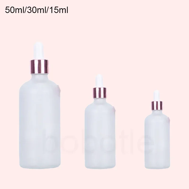 28PCS 15/30/50ml Rose-Golden frosted Dropper Bottle Empty Cosmetic Packaging Container Essential Oil Bottles  Pipette Empty Bott 