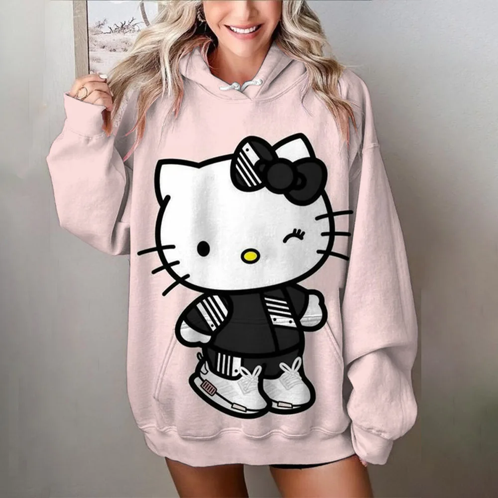 MINISO Couple Hoodies Fashion Coulomi Hello Kitty 3D Print Hoodie Men Women Fashion Casual Sport Sweatshirts Pullovers Hooded