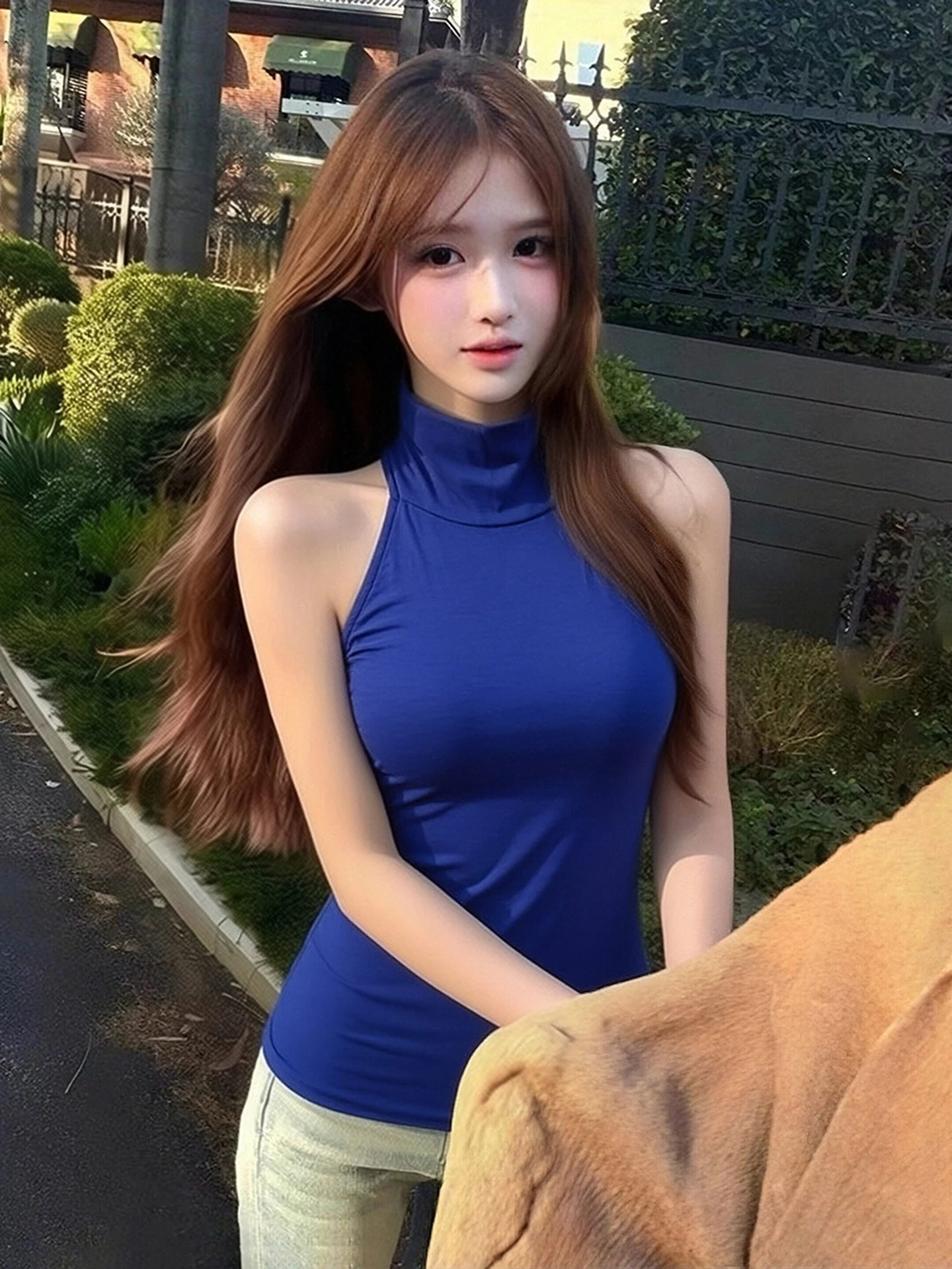 

Allure Spicy Girl Sle Faionable Sexy Svel k Blue Vest 2026 New Women's Wear Slim Fit High Waist Daily Use