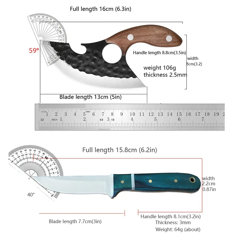 Utility Knife Barbecue Open Bottle Cleaver Meat Fruit Vegetables Boning Knife Wood Handle With Sheath Knives Kitchen Chef Cutter