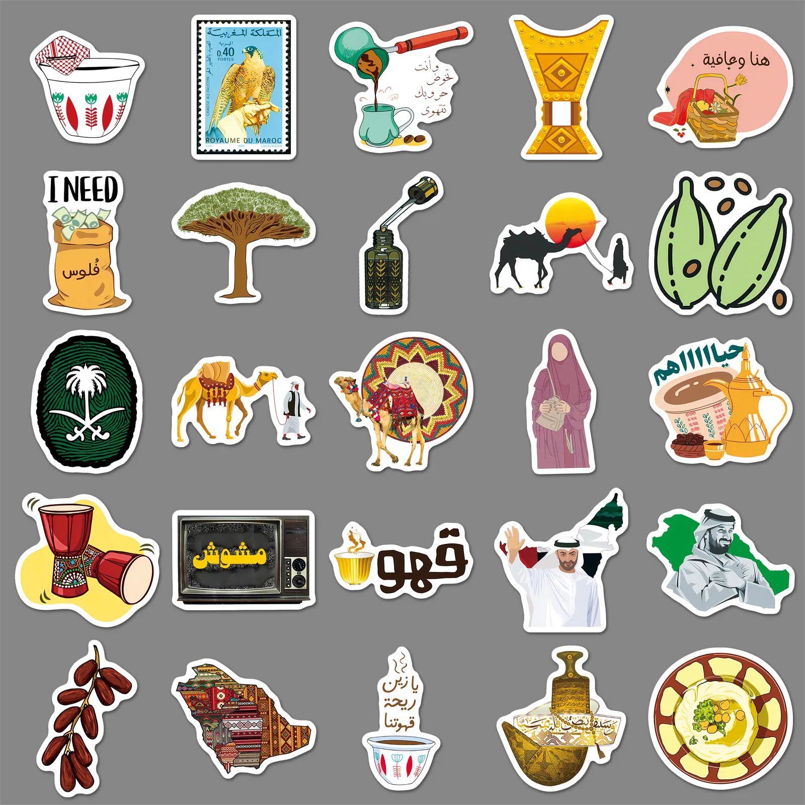 10/50PCS Arabische Stijl Cartoon Stickers Kameel Cartoon Decal DIY Bagage Telefoon Gitaar Plakboek Waterdichte Sticker Klassieke Kid speelgoed