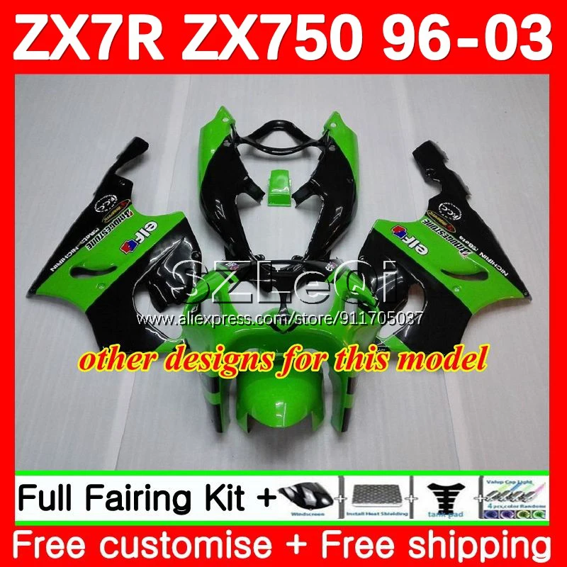 Body Kit For KAWASAKI NINJA ZX750 Gloss black ZX 7R 7 R 750 ZX7R 96 97 98 99 103No.1 ZX-750 ZX-7R 2000 2001 2002 2003 Fairing