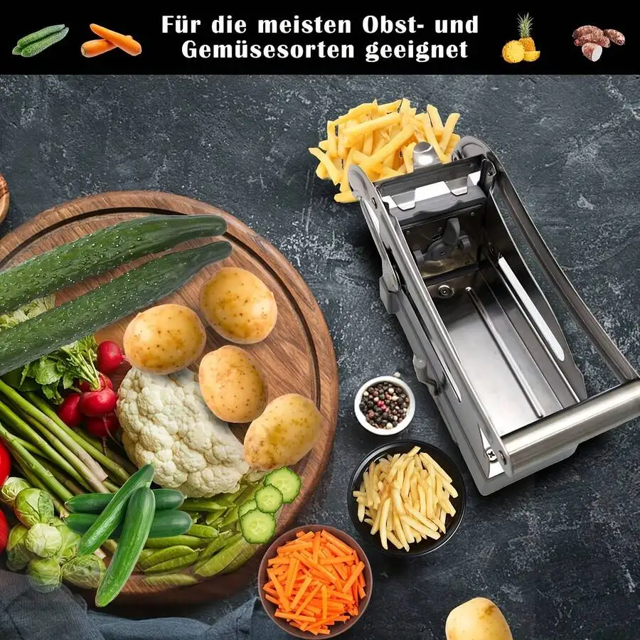 Multi-Functional All-In-One Stainless Steel Vegetable Cutter, Dice Slice Chop Potato Onion Carrot Cucumber, French Fry Slicer Fo