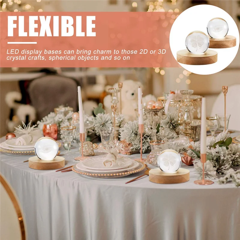 A95G Set di basi per display a LED in legno da 8 pezzi Kit di basi illuminate per display in legno di arte cristallina Base illuminata per vetro artistico illuminato a LED