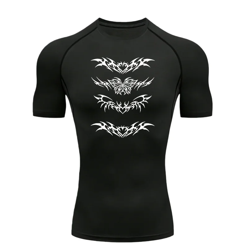 Herren Sport T-Shirt Training Fitness Kompression Lauf T-Shirt MMA T-Shirt Rashgard Tops T-Shirt Quick Dry Kurzarm T-Shirt