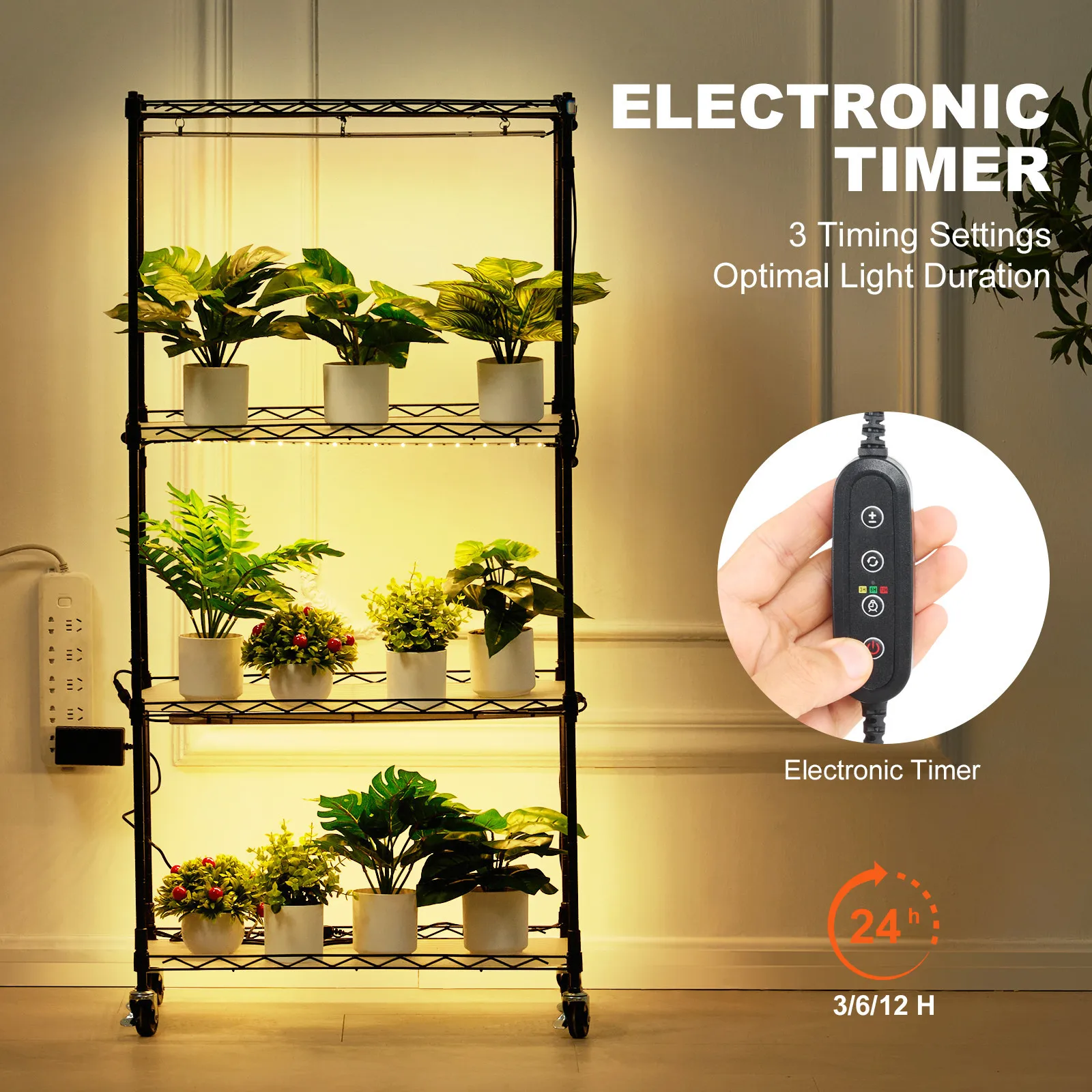 

Plant Stand with Grow Lights 4 Tiers 45W 49.8" Tall Plant Grow Shelf