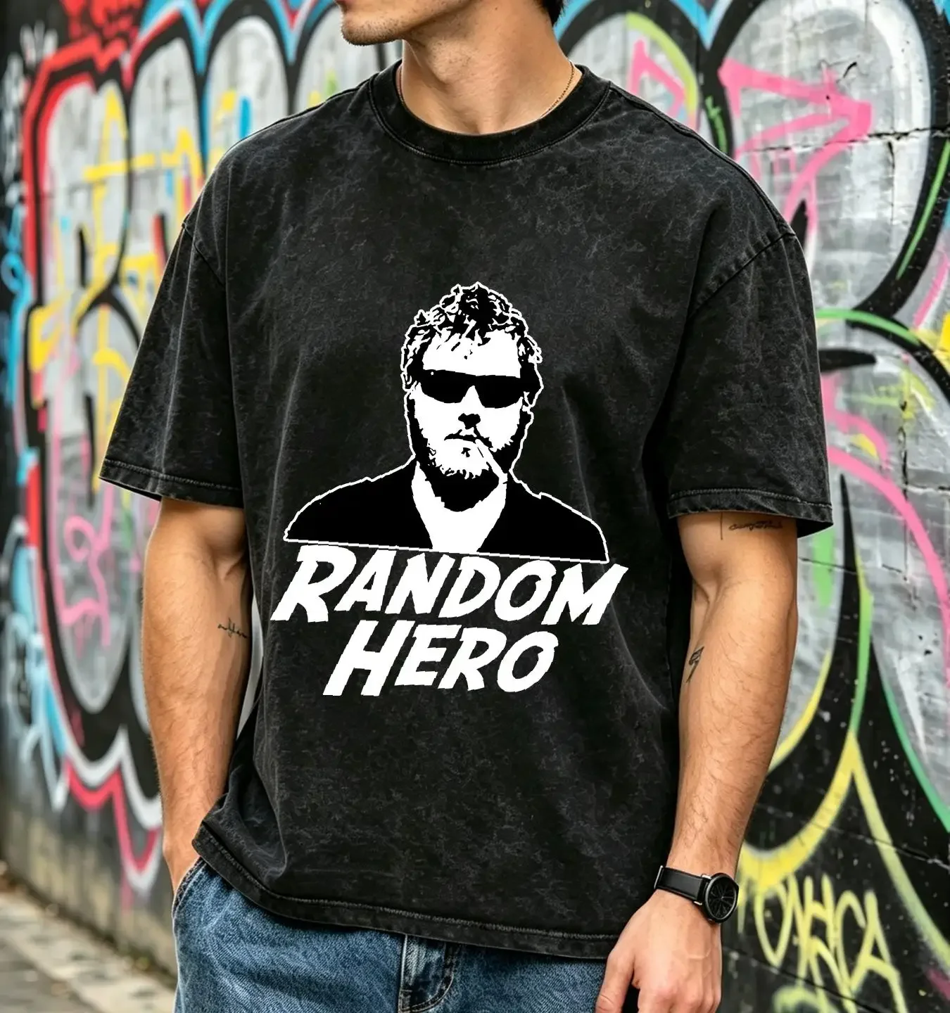 washed T Shirt Ryan Dunn Random Hero Jackass Movie New long sleeves vintage Washed streetwear homme Comfortable Stylish Soft