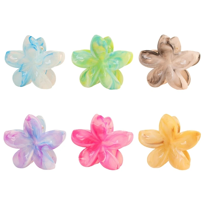 Bright Oil Flower Hair Clip Artistic Flower Hair Claw Accessory with Secure Grip