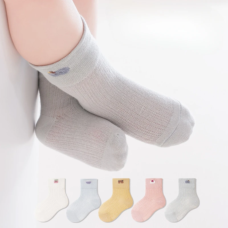 Summer Children's Solid Color Mesh Short Sock for Newborns and Babies Breathable Loose Mouth Sock Babies and Pure Cotton Socks