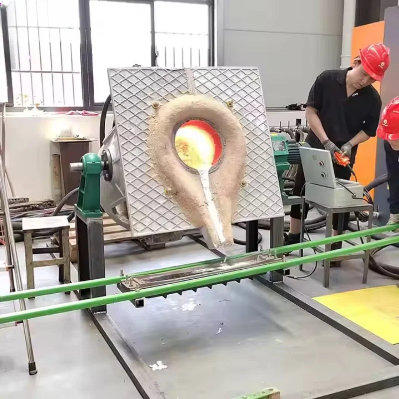 Stalen kantelovenmachine, ferro-elektrisch smelten, metaal smelten, inductie industriële oven koperen buis soldeerapparatuur