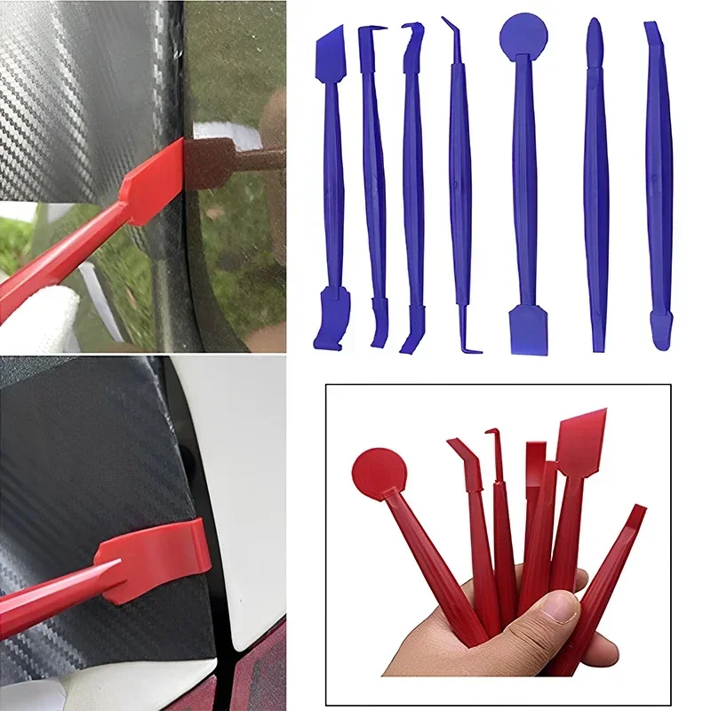 7/3Pcs Car Micro Squeegee Curves Slot Tint Tool Set 3 in 1 Different Hardness Gasket Squeegee for Installing Auto Wraps Stickers
