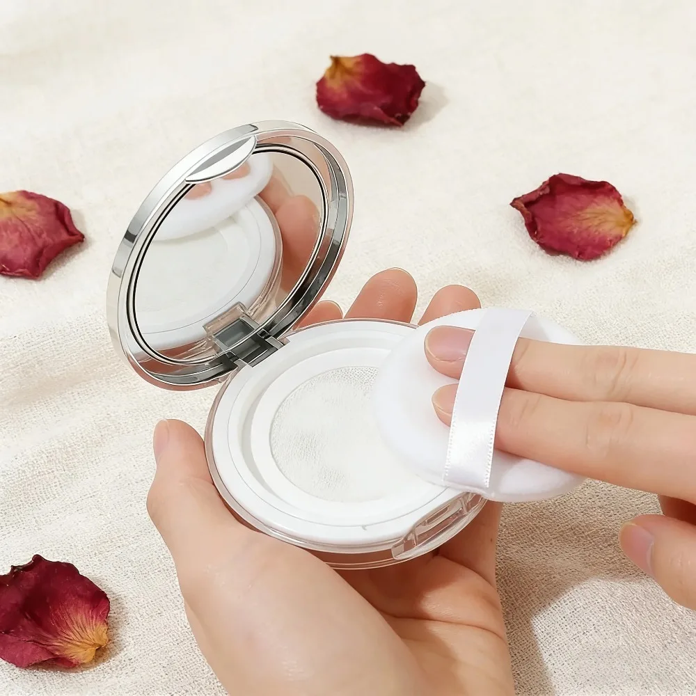 3g Reusable Plastic Empty Powder Case Portable DIY Empty Loose Powder Compact Case with Mirror and Net Sifter