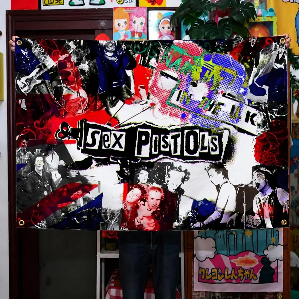Band Sex Pistols Sid Vicious Punk Rock Flags Wall Hanging Background Flag Wall Decor Banners for Outdoor Bedroom Dorm Room Decor